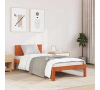 vidaXL Bed Frame with Headboard Wax Brown 70 x 190 cm Solid Pine Wood, Modern Wooden Bed Frame, Rectangular Platform Style, Pine for Mattress, Contemporary Indoor Bedroom Setup