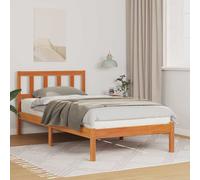 vidaXL Bed Frame with Headboard Wax Brown 75 x 190 cm Solid Pine Wood