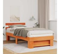 vidaXL Bed Frame with Headboard Wax Brown 80 x 200 cm Solid Pine Wood