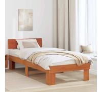 vidaXL Bed Frame with Headboard Wax Brown 90 x 200 cm Solid Pine Wood