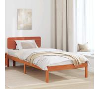 vidaXL Bed Frame with Headboard Wax Brown 90 x 200 cm Solid Pine Wood