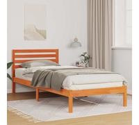 vidaXL Bed Frame with Headboard Wax Brown 90 x 210 cm Solid Pine Wood