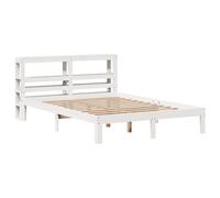 vidaXL Bed Frame with Headboard White 120x190 cm Small Double Solid Wood Pine