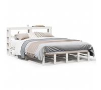 vidaXL Bed Frame with Headboard White 120x190 cm Small Double Solid Wood Pine