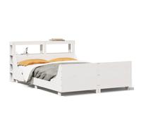vidaXL Bed Frame with Headboard White 120x190 cm Small Double Solid Wood Pine