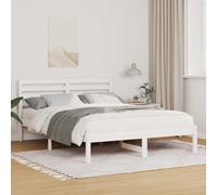 vidaXL Bed Frame with Headboard White 135 x 190 cm Solid Pine Wood