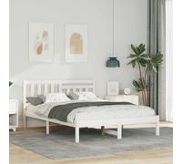 vidaXL Bed Frame with Headboard White 140 x 190 cm Solid Pine Wood