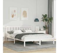vidaXL Bed Frame with Headboard White 140 x 200 cm Solid Pine Wood
