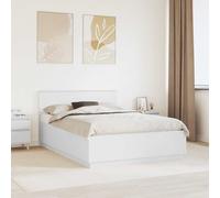 vidaXL Bed Frame with Headboard White 150 x 200 cm Engineered Wood