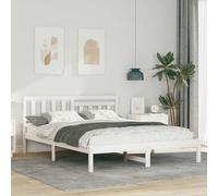 vidaXL Bed Frame with Headboard White 150 x 200 cm Solid Pine Wood