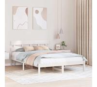 vidaXL Bed Frame with Headboard White 150 x 200 cm Solid Pine wood