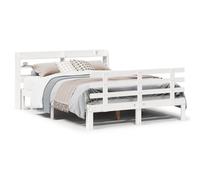 vidaXL Bed Frame with Headboard White 150x200 cm King Size Solid Wood Pine