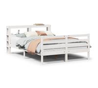 vidaXL Bed Frame with Headboard White 150x200 cm King Size Solid Wood Pine