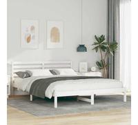 vidaXL Bed Frame with Headboard White 160 x 220 cm Solid Pine Wood