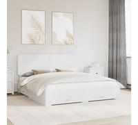 vidaXL Bed Frame with Headboard White 180 x 200 cm Engineered Wood