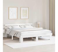 Bed Frame with Headboard Solid Pine Wood Bedroom Furniture Modern Sleek vidaXL