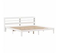 vidaXL Bed Frame with Headboard White 180x200 cm Super King Solid Wood Pine