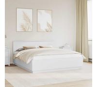 vidaXL Bed Frame with Headboard White 200 x 200 cm Engineered Wood
