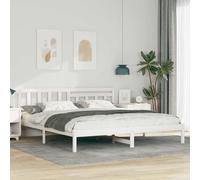 vidaXL Bed Frame with Headboard White 200 x 200 cm Solid Pine Wood