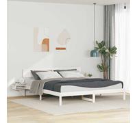 vidaXL Bed Frame with Headboard White 200 x 200 cm Solid Pine Wood