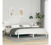 vidaXL Bed Frame with Headboard White 200 x 200 cm Solid Pine Wood