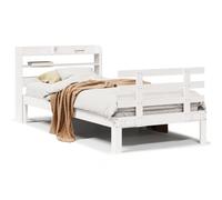 vidaXL Bed Frame with Headboard White 75x190 cm Small Single Solid Wood Pine