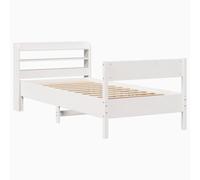 vidaXL Bed Frame with Headboard White 75x190 cm Small Single Solid Wood Pine
