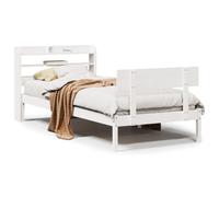vidaXL Bed Frame with Headboard White 75x190 cm Small Single Solid Wood Pine