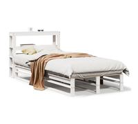 vidaXL Bed Frame with Headboard White 75x190 cm Small Single Solid Wood Pine