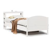 vidaXL Bed Frame with Headboard White 75x190 cm Small Single Solid Wood Pine