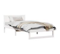 vidaXL Bed Frame with Headboard White 80 x 200 cm Solid Pine Wood, Modern Rectangular Bed Frame, Solid Pine Wood Design, Minimalist Bedroom Furniture, Stylish Sleep Solution for Guests