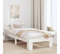 vidaXL Bed Frame with Headboard White 90 x 190 cm Solid Pine Wood