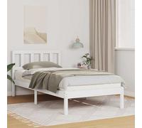 vidaXL Bed Frame with Headboard White 90 x 190 cm Solid Pine Wood