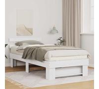 vidaXL Bed Frame with Headboard White 90 x 200 cm Solid Pine Wood