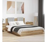vidaXL Bed Frame with Headboard with Storage Artisan Oak 120 x 200 cm