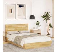 vidaXL Bed Frame with Headboard without Mattress 120x200 cm Solid Wood Oak
