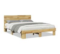 vidaXL Bed Frame with Headboard without Mattress 140x190 cm Solid Wood Oak