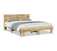 vidaXL Bed Frame with Headboard without Mattress 140x200 cm Solid Wood Oak