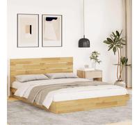 vidaXL Bed Frame with Headboard without Mattress 150x200 cm King Size Solid Wood Oak