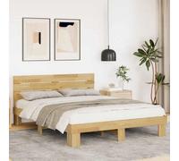 Vidaxl Bed Frame With Headboard Without Mattress 160X200 Cm Solid Wood Oak