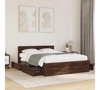 Vidaxl Bed Frame With Headboard Without Mattress Brown Oak 120X200 Cm