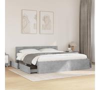 vidaXL Bed Frame with Headboard Bed Concrete Grey King Size Engineered Wood