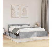 vidaXL Bed Frame with Headboard without Mattress Concrete Grey 200x200 cm (3295537), Grey