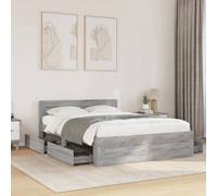 Vidaxl Bed Frame With Headboard Without Mattress Grey Sonoma 140X200 Cm