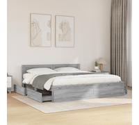 vidaXL Bed Frame with Headboard without Mattress Grey Sonoma 180x200 cm Super King