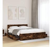 vidaXL Bed Frame with Headboard Bed Smoked Oak 160x200 cm Engineered Wood