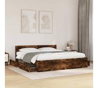vidaXL Bed Frame with Headboard Bed Base Smoked Oak King Size Engineered Wood
