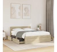 vidaXL Bed Frame with Headboard without Mattress Sonoma Oak 135x190 cm Double
