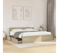 vidaXL Bed Frame With Headboard Without Mattress Sonoma Oak 180X200 Cm Super King, Brown