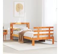 vidaXL Bed Frame with Headboard without Mattress Wax Brown 100x200 cm